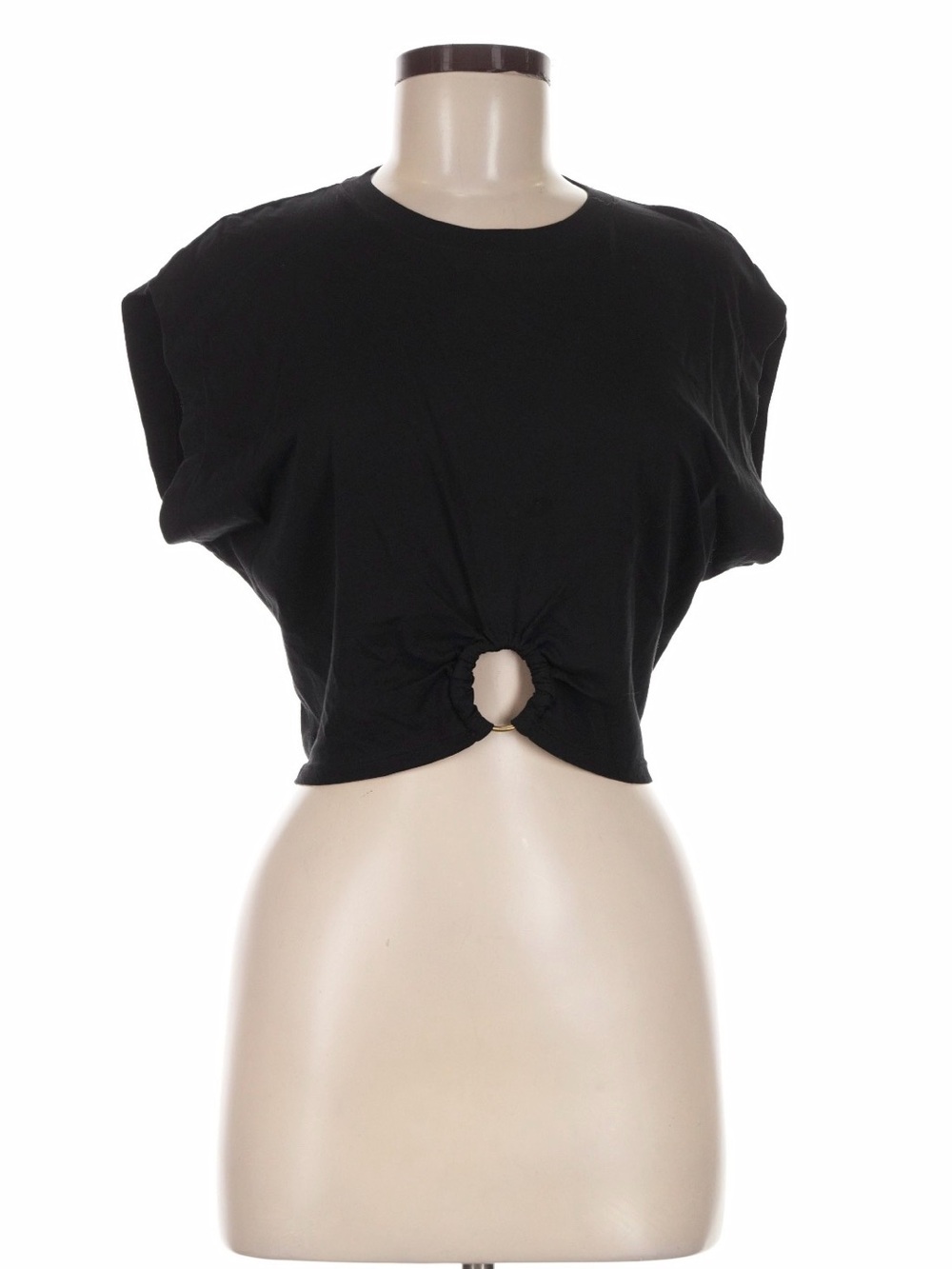 INTERMIX Black Ring-Detail Cropped Tee